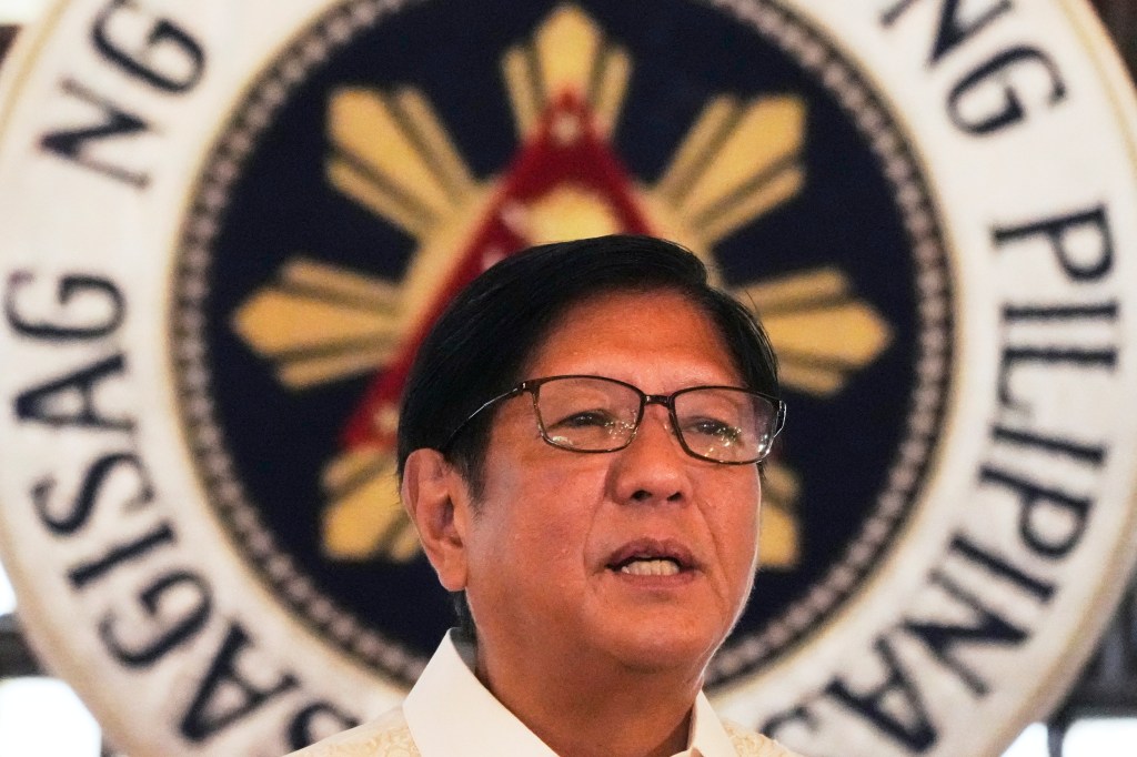 Philippine President Ferdinand Marcos Jr. speaks in the capital Manila in May 2025.