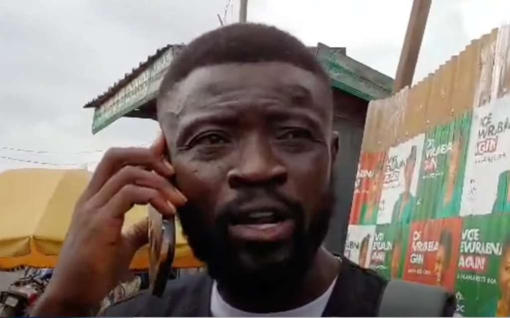 GHOne TV reporter Kwabena Agyekum Banahene was covering a local election when a police officer asked him to leave the area and slapped and pushed him.