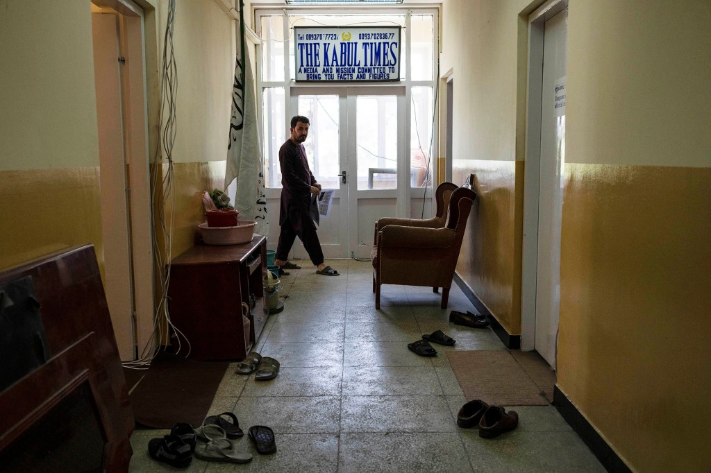 A journalist at The Kabul Times in Afghanistan in 2023. The Taliban’s information ministry runs the decades-old newspaper, one of about 15 major news outlets that have become tightly aligned with the group's radical Islamist ideology.