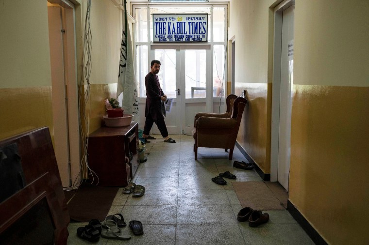 A journalist at The Kabul Times in Afghanistan in 2023. The Taliban’s information ministry runs the decades-old newspaper, one of about 15 major news outlets that have become tightly aligned with the group's radical Islamist ideology.