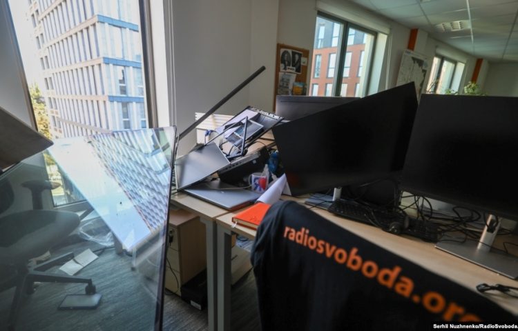 The offices of Radio Free Europe/Radio Liberty were damaged in an August 28, 2025, drone and missile attack.