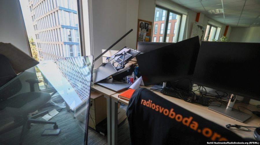 The offices of Radio Free Europe/Radio Liberty were damaged in an August 28, 2025, drone and missile attack.