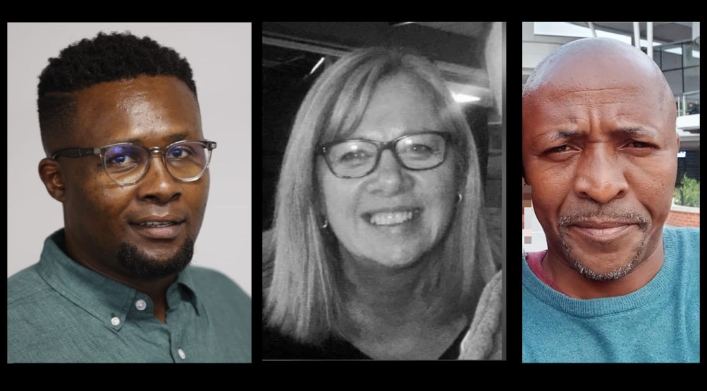 South African journalists Thanduxolo Jika (from left), Mart-Marie Faure, and Bongani Hans