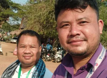 An undated photo showing Cambodian journalists Phon Sopheap (left) and Pheap Phara.