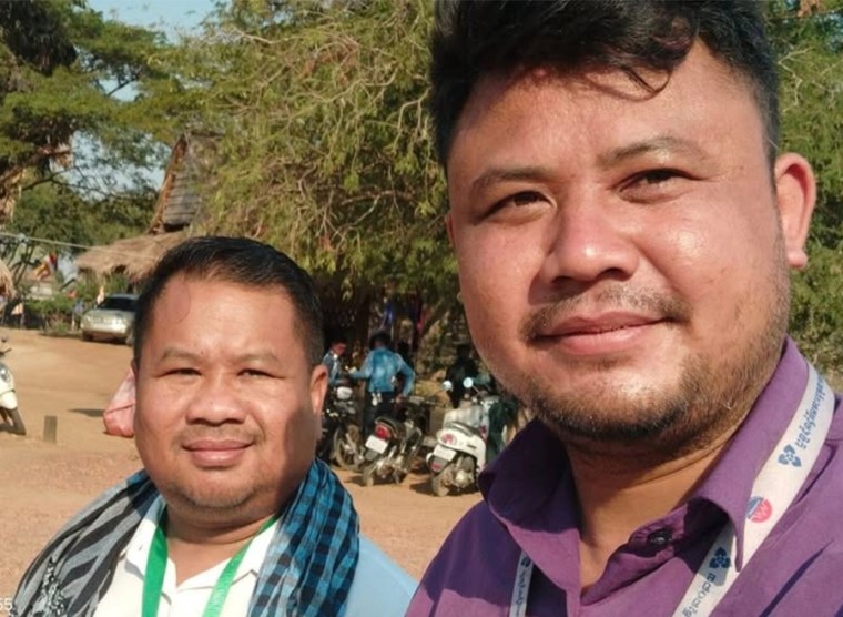 An undated photo showing Cambodian journalists Phon Sopheap (left) and Pheap Phara.