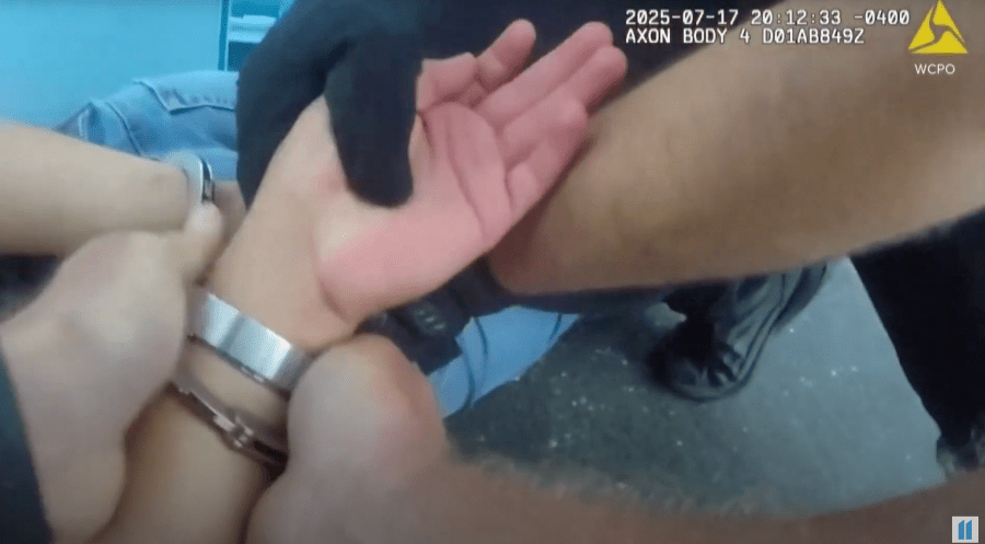 Lucas Griffith was working as an intern for the Ohio weekly publication CityBeat when he and colleague were arrested July 17. (Screenshot: YouTube: WHAS11)