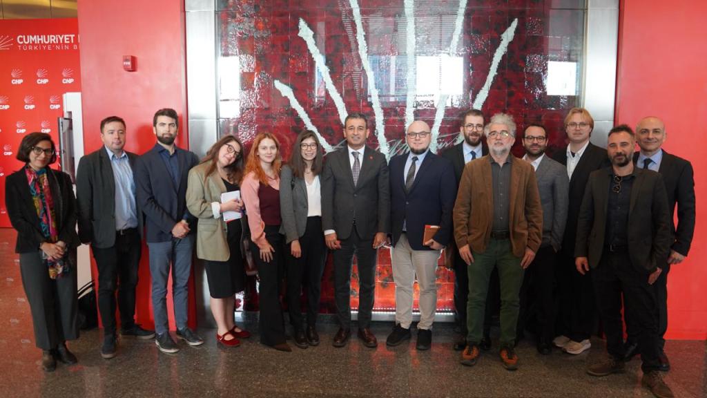 Delegates meet with Republican People’s Party Parliamentary Deputy Burhanettin Bulut, seventh from left, to discuss how to ensure the safety and freedom of the press in Turkey.