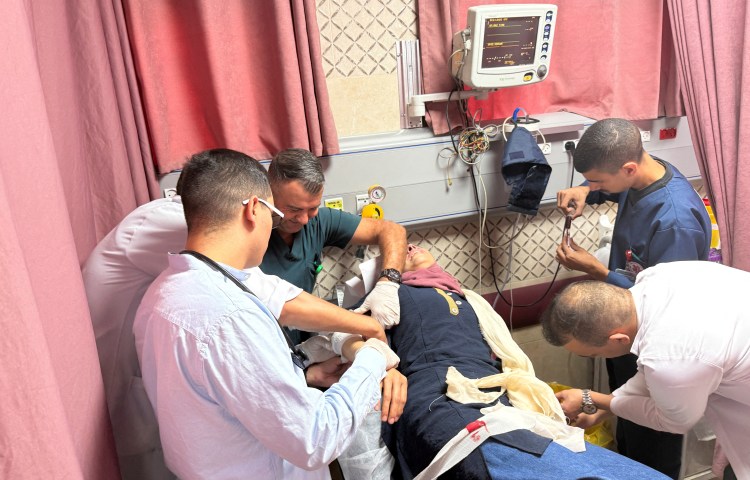 Reuters journalist Raneen Sawafta receives medical care following an Israeli settler9 attack near Nablus on November 8, 2025.