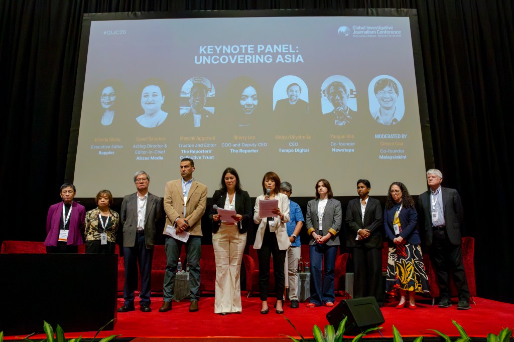 A solidarity statement was read out by CPJ’s Chief Global Affairs Officer Gypsy Guillén Kaiser and Asia-Pacific Director Beh Lih Yi during the Global Investigative Journalism Conference in Kuala Lumpur, Malaysia on November 21, 2025 calling on governments to free imprisoned journalists and end impunity for those who attack the press.