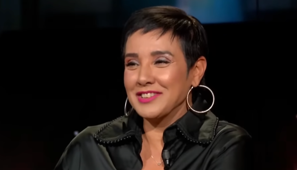 Sonia Dahmani is seen in a television interview prior to her arrest in May 2024