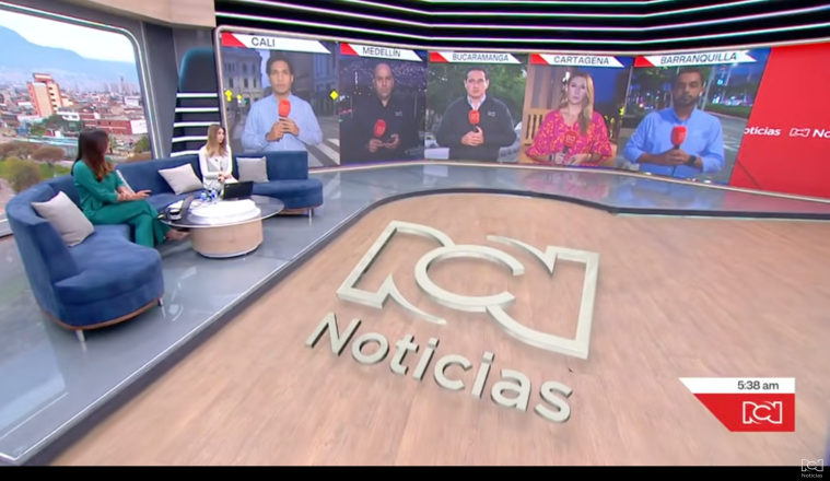 Local outlets that a device, believed to be a grenade, exploded at the entrance of RCN media’s headquarters in the western city of Cali on Sunday evening. (Screenshot: Noticias RCN/YouTube)