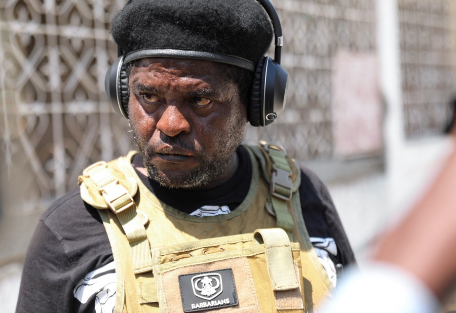 Former police officer Jimmy "Barbecue" Cherizier and leader of an alliance of armed groups addresses the media, in Port-au-Prince, Haiti, March 11, 2024. REUTERS/Ralph Tedy Erol