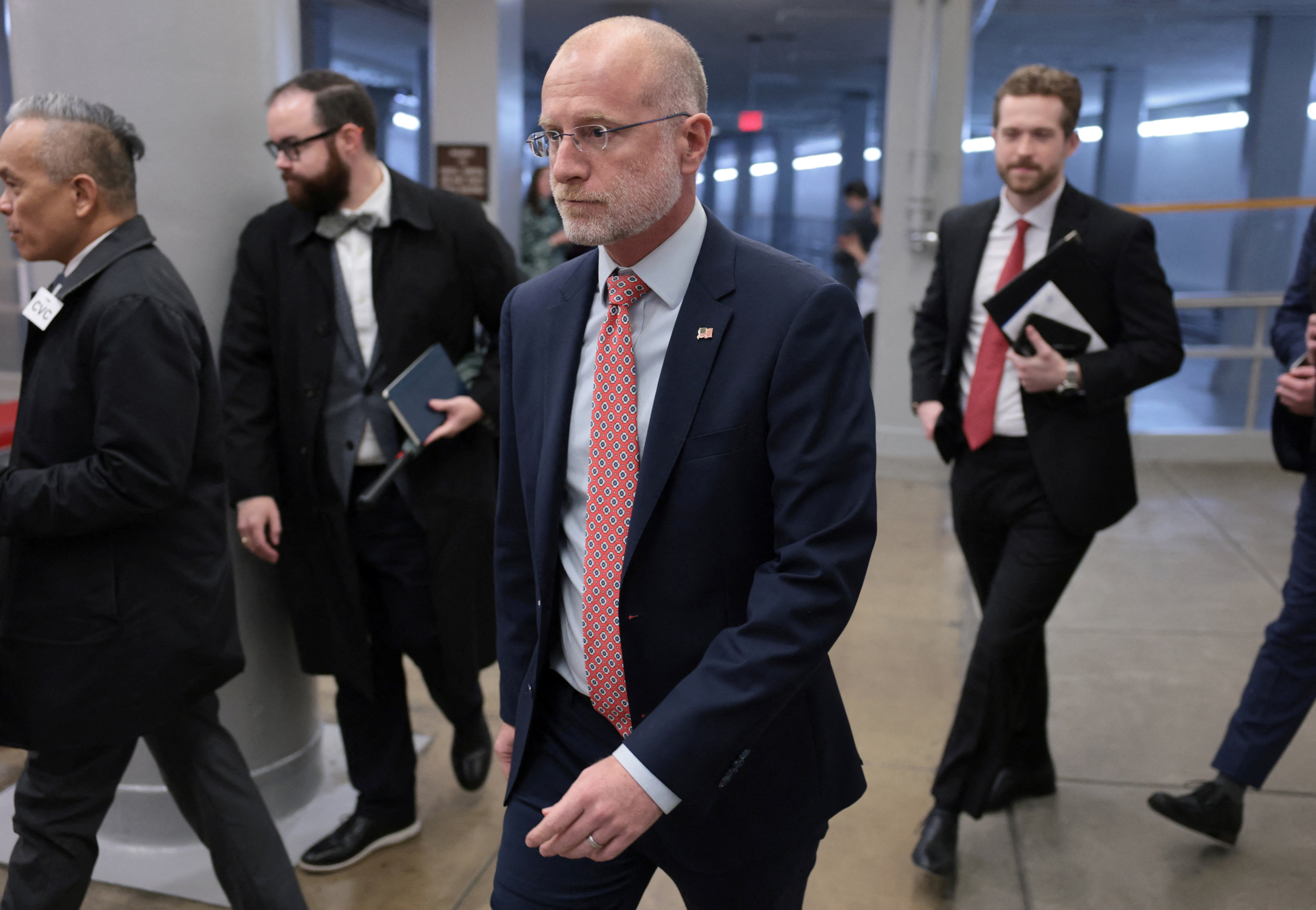 U.S. Federal Communications Commission (FCC) Chairman Brendan Carr walks through the subway system under the U.S. Capitol in Washington, D.C., U.S., December 2, 2025. REUTERS/Jonathan Ernst