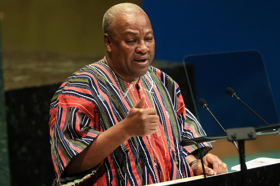 Ghana's President John Dramani Mahama at the United Nations headquarters in New York in 2025.