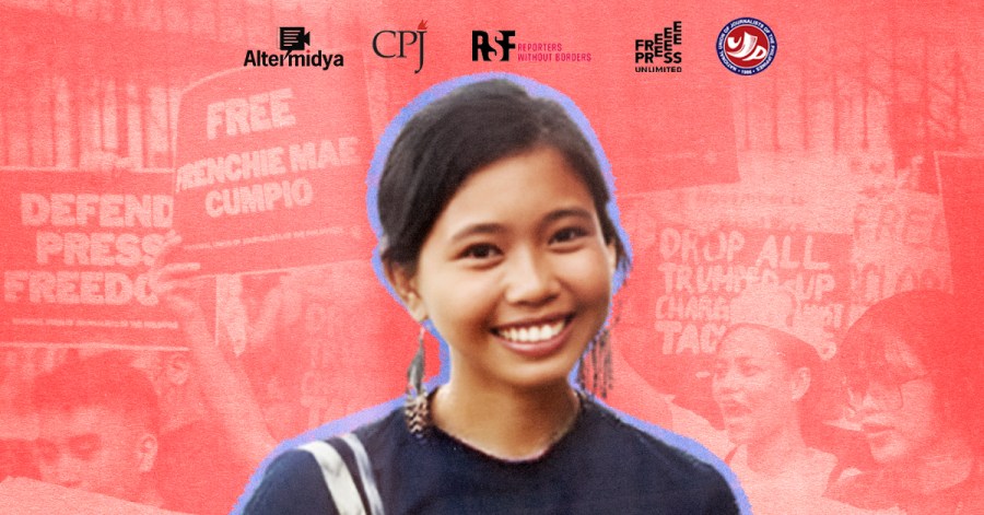 Frenchie Mae Cumpio has been held in detention since her arrest in February 2020. (Photos: Eastern Vista, Alexander Abas/Tanglaw, Bulatlat; Graphic: AlterMidya)