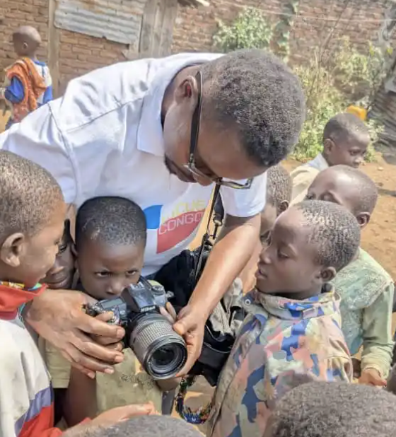 Prince Cikala Mihigo on a reporting trip in North Kivu to assess the impact of the war on children.