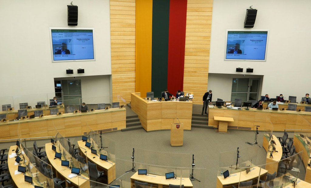 Lithuania’s parliament, seen here, is considering changes to a law that risk undermining the independence of the country’s public broadcaster.