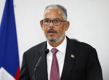 Haitian Prime Minister Alix Didier Fils-Aime addresses the audience after taking office as the nation's new interim leader, in Port-au-Prince, Haiti November 11, 2024. REUTERS/Marckinson Pierre