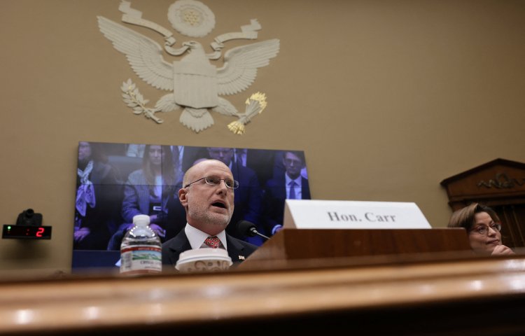 Federal Communications Commission (FCC) Chairman Brendan Carr testifies before a hearing of the U.S. House Energy and Commerce Committee's Communications and Technology Subcommittee on Capitol Hill in Washington, D.C., U.S., January 14, 2026. REUTERS/Jonathan Ernst