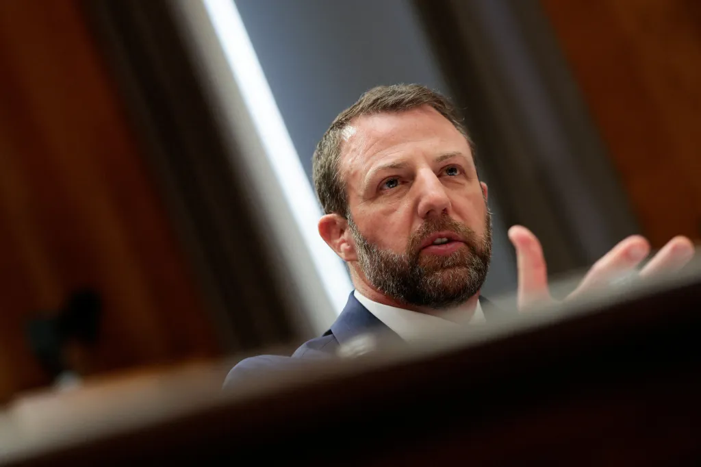 U.S. Senator Markwayne Mullin (R-OK), President Donald Trump's nominee to be Homeland Security secretary, testifies before a Senate Homeland Security and Governmental Affairs Committee confirmation hearing on Capitol Hill in Washington, D.C., U.S., March 18, 2026. REUTERS/Evan Vucci