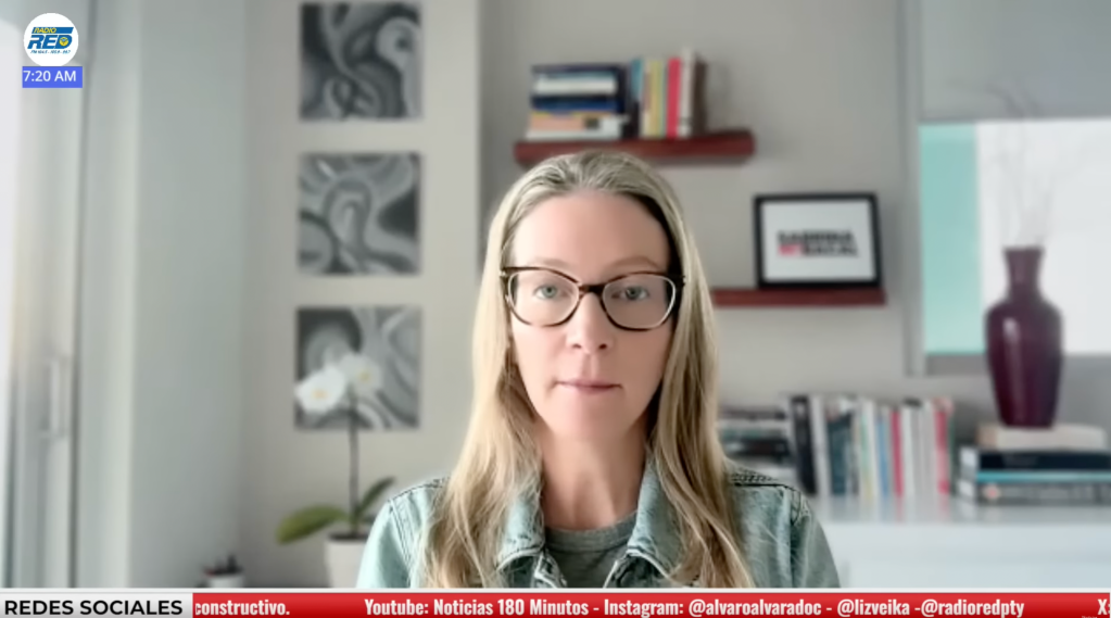 political commentator Sabrina Bacal. Screenshot: 180 Minutes News with Alvaro Alvarado/YouTube