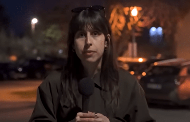 Judit Presinszky, seen here, and camera operator Nóra Siteri said they were pushed out of a campaign event after interviewing local officials ahead of the country’s parliamentary elections.