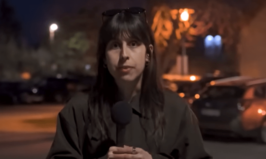 Judit Presinszky, seen here, and camera operator Nóra Siteri said they were pushed out of a campaign event after interviewing local officials ahead of the country’s parliamentary elections.