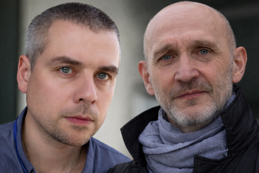 A court convicted journalists Andrei Pakalenka, left, and Uladzimir Yanukevich, right, on treason charges.
