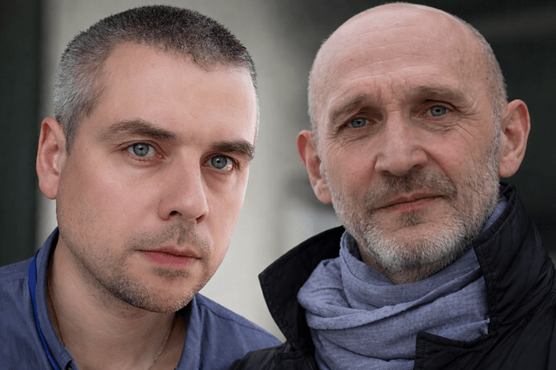 A court convicted journalists Andrei Pakalenka, left, and Uladzimir Yanukevich, right, on treason charges.