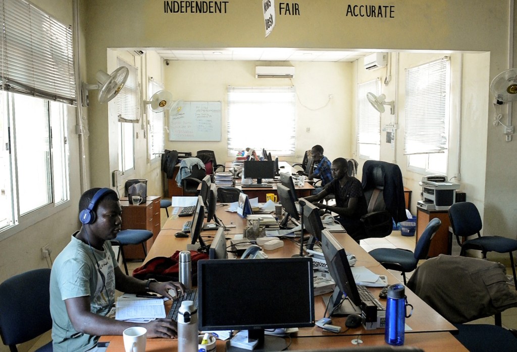 South Sudan's 'Eye Radio' journalists, at work in Juba in 2019.