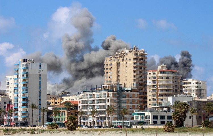 Smoke rises from the site of an Israeli strike that targeted an area in the Lebanese coastal city of Tyre on April 8, 2026.