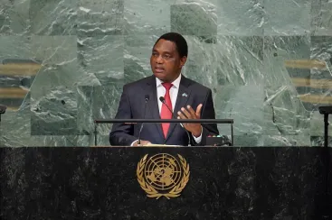 Zambia President Hakainde Hichilema at United Nations General Assembly in 2022.
