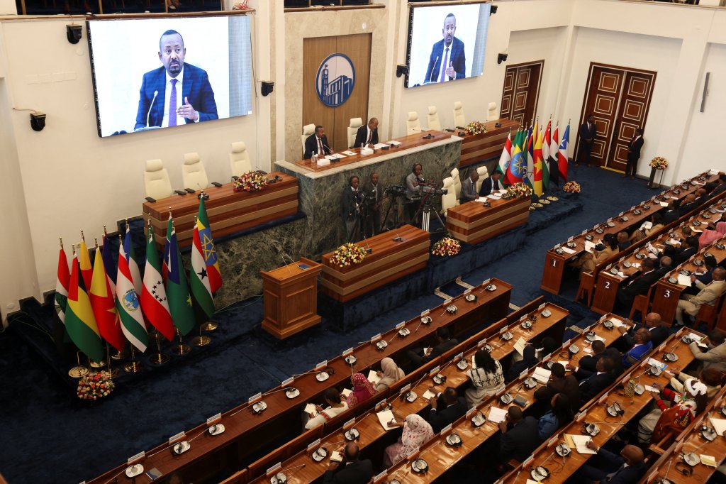 Ethiopia's Prime Minister Abiy Ahmed addresses parliament in Addis Ababa in February.