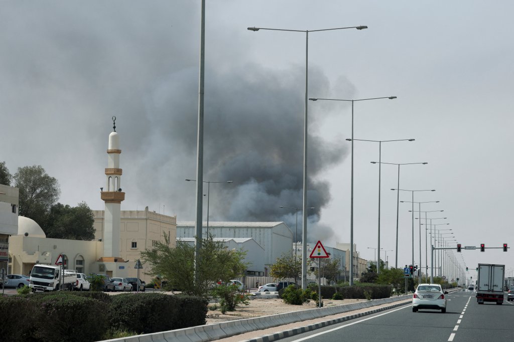 Smoke rises after reported Iranian missile attacks, following United States and Israel strikes on Iran, as seen from Doha, Qatar, March 1, 2026.