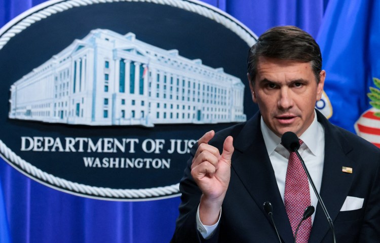 U.S. Acting Attorney General Todd Blanche participates in a news conference to announce investigations into potential antitrust violations in the meat-packing industry at the Justice Department in Washington, D.C., U.S., May 4, 2026. REUTERS/Jonathan Ernst