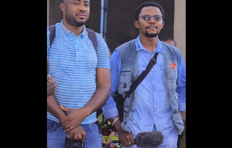 Reporters Stéphane Shisso (left) and Guelord Shamba