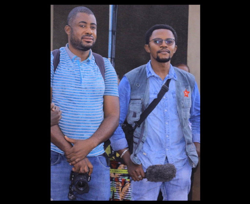 Reporters Stéphane Shisso (left) and Guelord Shamba