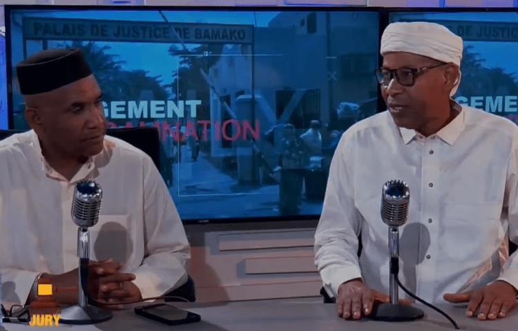 Abdrahamane Keïta (left) speaks on his show "Grand Jury" with Chahana Takiou. After saying on Keïta was arrested for mentioning that insurgents were in control of the northern city of Kidal.