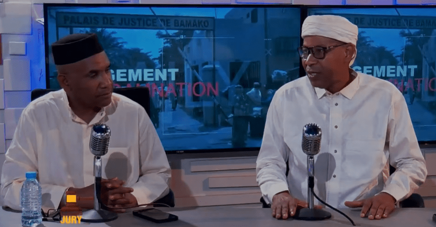 Abdrahamane Keïta (left) speaks on his show "Grand Jury" with Chahana Takiou. After saying on Keïta was arrested for mentioning that insurgents were in control of the northern city of Kidal.