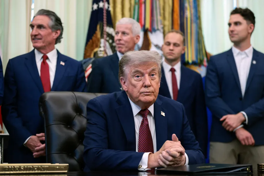U.S. President Donald Trump looks on, as he makes an announcement on American nuclear innovation in the Oval Office at the White House in Washington, D.C., U.S., July 24, 2026. REUTERS/Evelyn Hockstein
