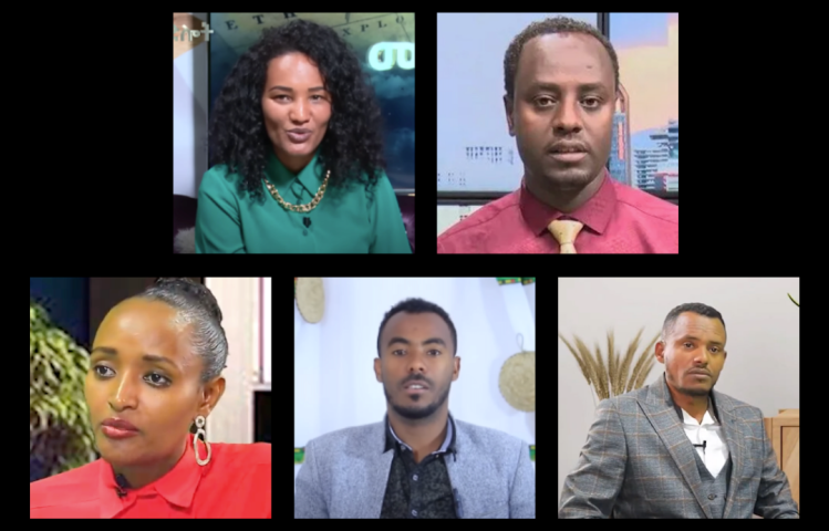 Ethiopian journalists Genet Asmamaw, Gobeze Sisay, Abay Zewdu, Dawit Begashaw, and Meskerem Abera.