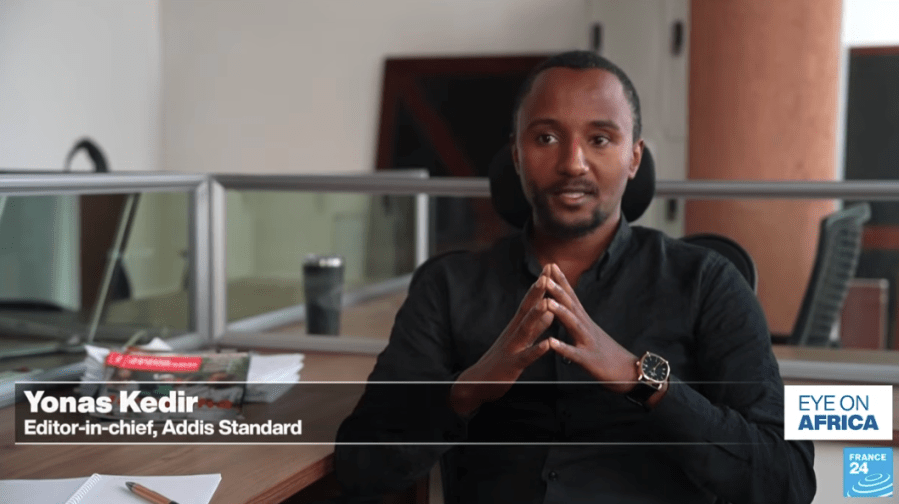 Addis Standard's editor-in-chief Yonas Kedir in an interview