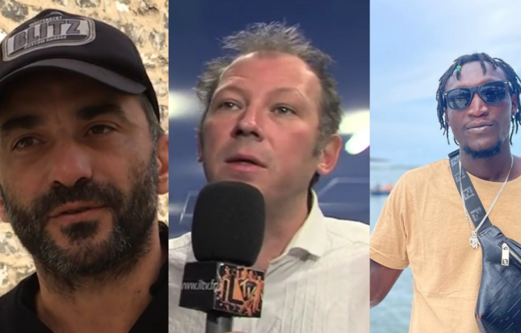 French journalists Sebastian Perez Pezzani (left) and Gaël Mocaër (right) were arrested July 27 while filming a travel adventure documentary in northern Togo. (Screenshots: Brut/YouTube; Gael Mocaer/YouTube; Komi Mawufemo/Facebook)
