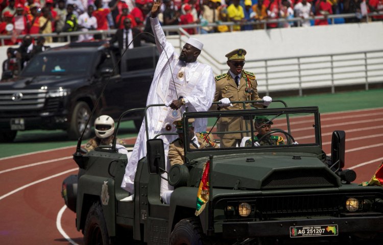Guinea's President Mamady Doumbouya at his swearing-in ceremony in Conakry, Guinea, on January 17, 2026.