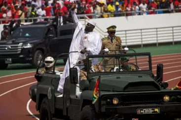 Guinea's President Mamady Doumbouya at his swearing-in ceremony in Conakry, Guinea, on January 17, 2026.