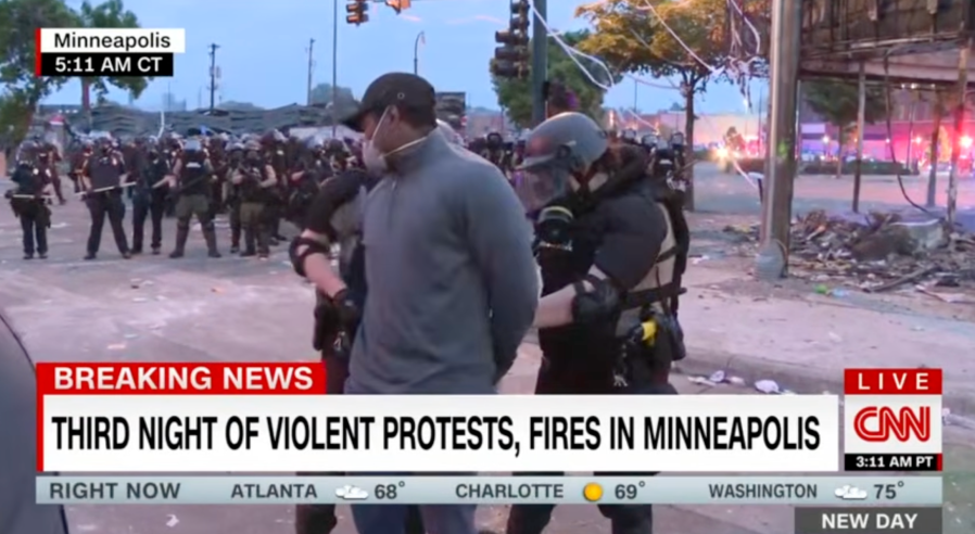 Omar Jimenez and his colleagues being arrested while on-air in Minnesota in 2020